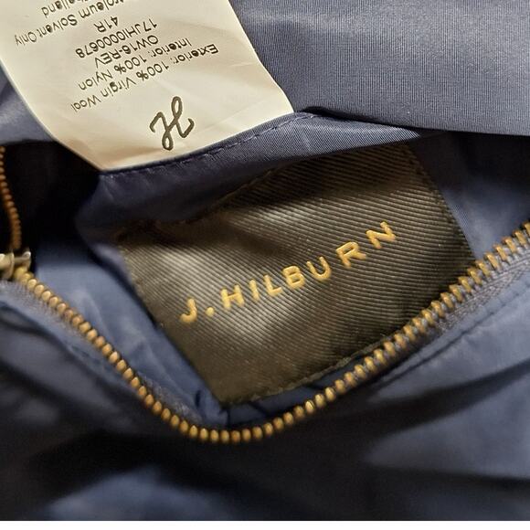 J. Hilburn Wool Puffer Vest 41R Medium Large Reversible Navy Blue Full Zip - Picture 3 of 11